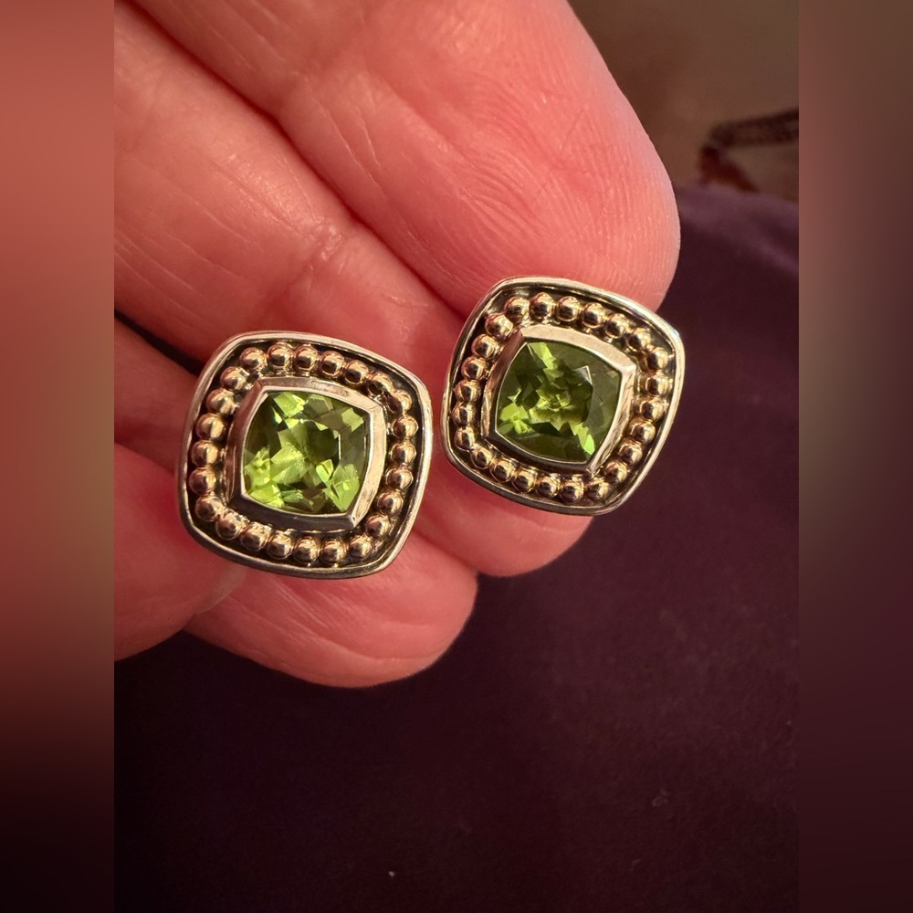 NWT LAGOS Rittenhouse peridot  Stud Earrings in Sterling Silver & 18K Gold